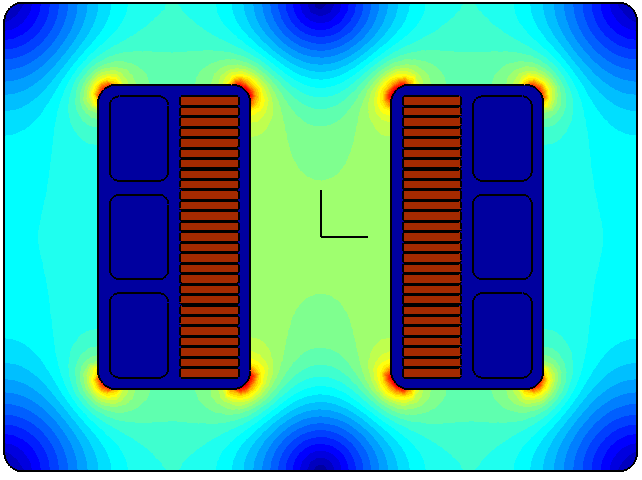 Image of Loaded transformer Eddy current FEM Analysis